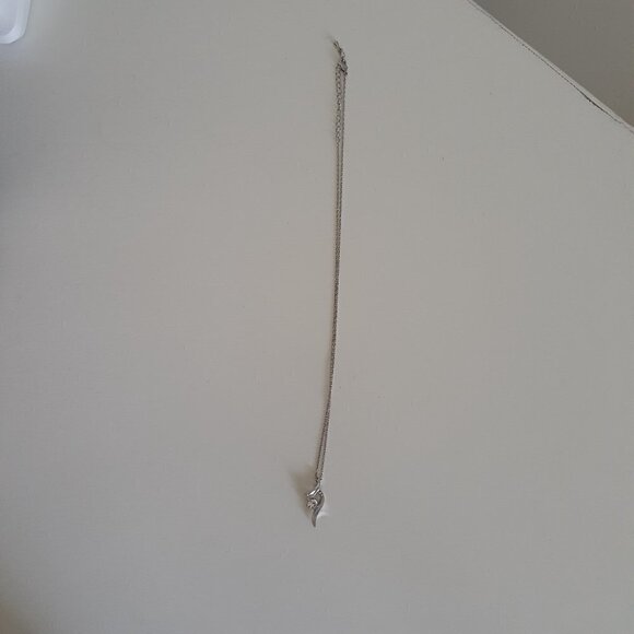 Plated Silver Charm Necklace Cubic Zirconia Gem with Chain - Picture 2 of 4